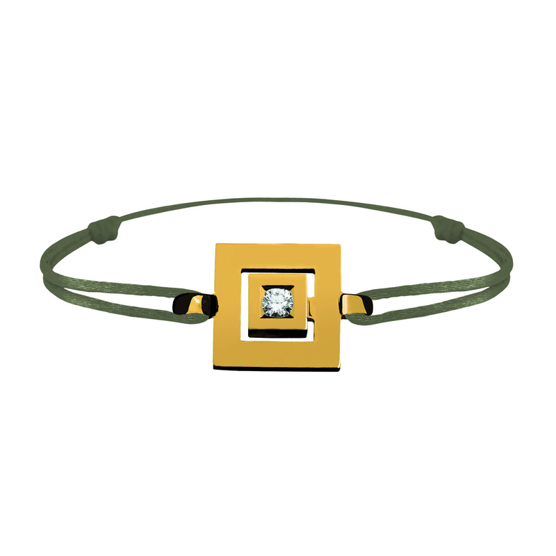 Bracelet lien Tournaire signe labyrinthe carrée or et diamant