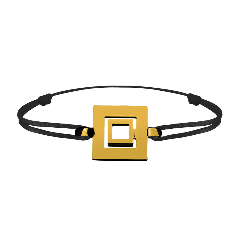 Bracelet Lien Signe Labyrinthe Carré Tout Or