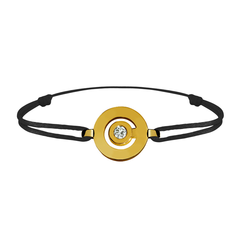Tournaire gold and diamond link bracelet signe labyrinthe round