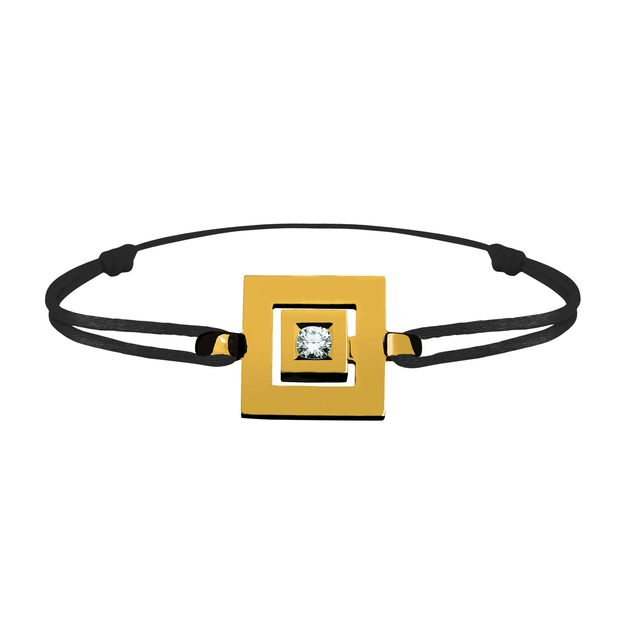 Bracelet lien Tournaire signe labyrinthe carrée or et diamant