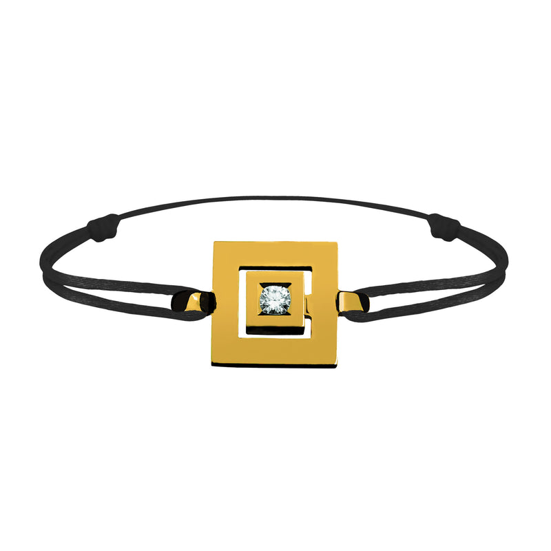 Bracelet lien Tournaire signe labyrinthe carrée or et diamant