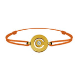 Tournaire gold and diamond link bracelet signe labyrinthe round