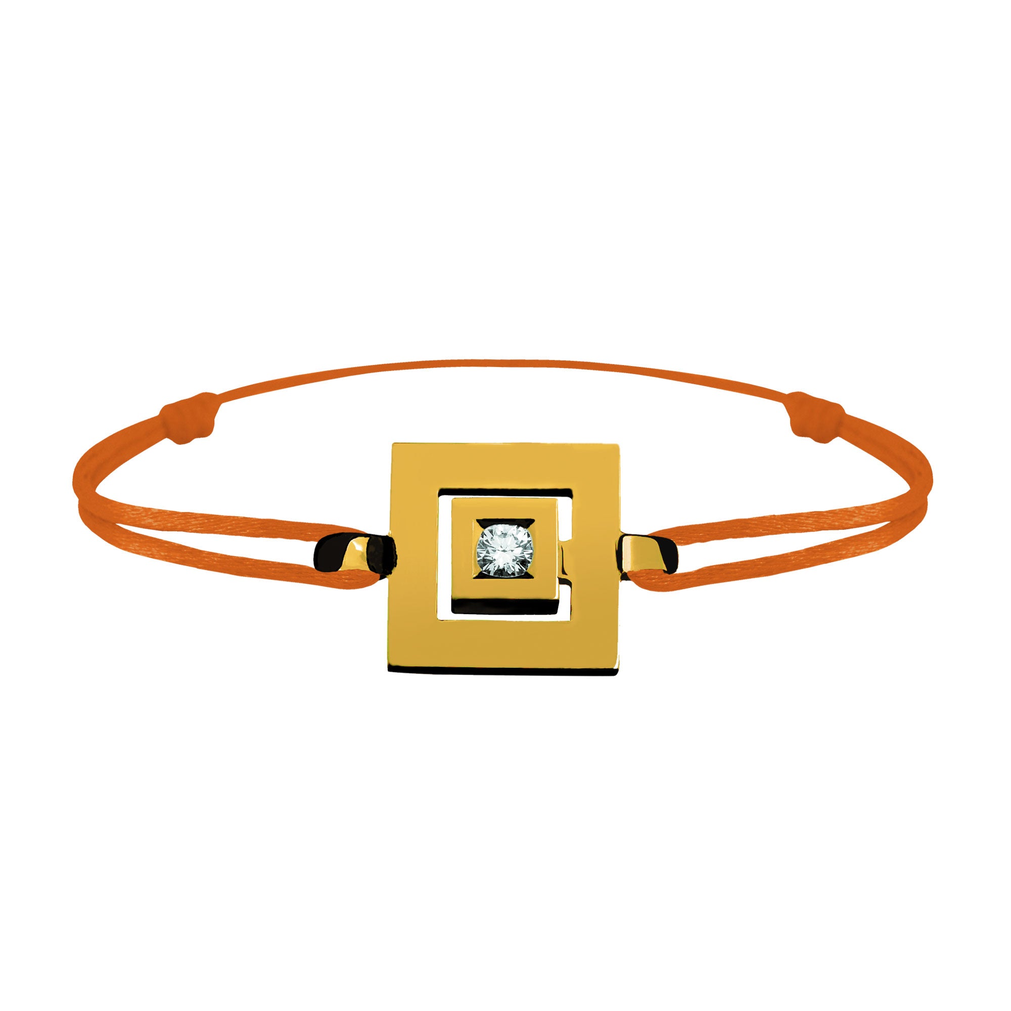 Bracelet lien Tournaire signe labyrinthe carrée or et diamant