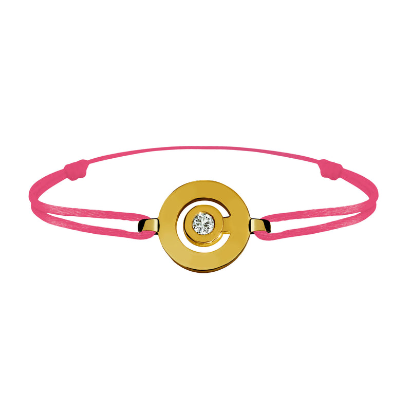 Tournaire gold and diamond link bracelet signe labyrinthe round