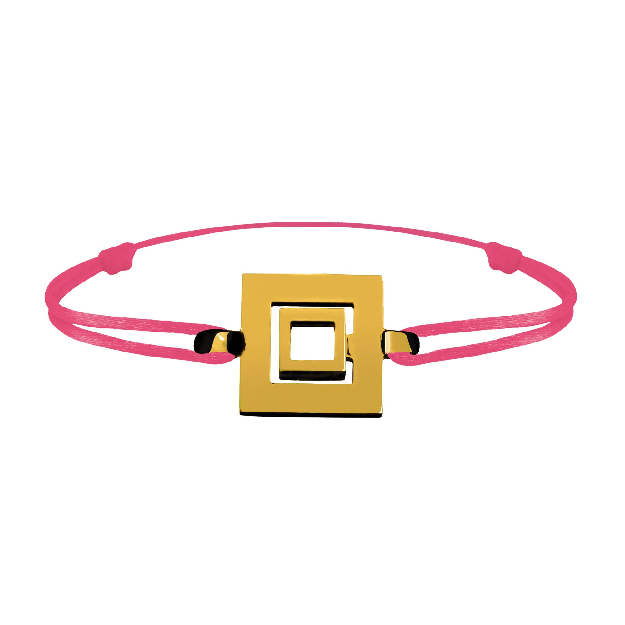 Bracelet Lien Signe Labyrinthe Carré Tout Or