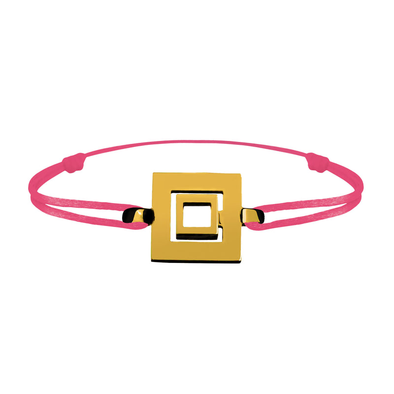 Bracelet Lien Signe Labyrinthe Carré Tout Or