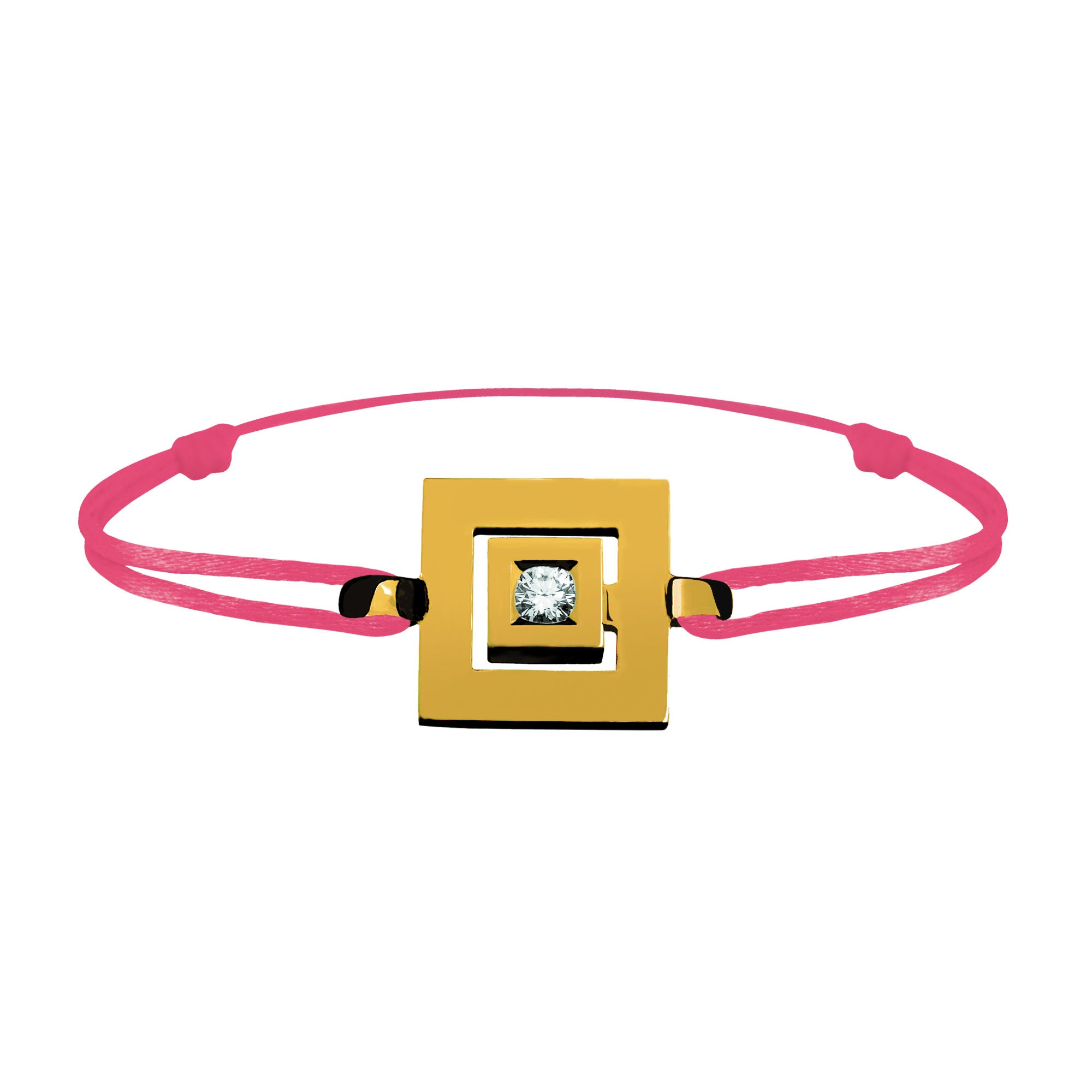 Bracelet lien Tournaire signe labyrinthe carrée or et diamant