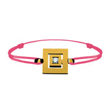 Bracelet lien Tournaire signe labyrinthe carrée or et diamant
