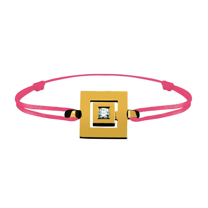 Bracelet lien Tournaire signe labyrinthe carrée or et diamant