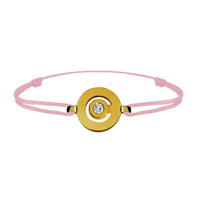 Tournaire gold and diamond link bracelet signe labyrinthe round