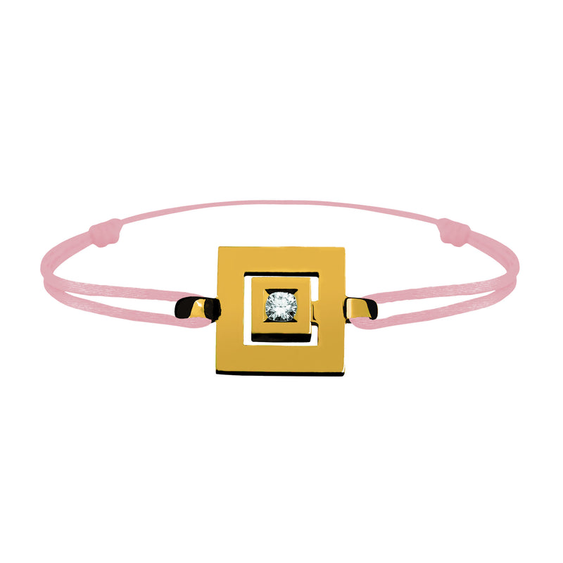 Bracelet lien Tournaire signe labyrinthe carrée or et diamant