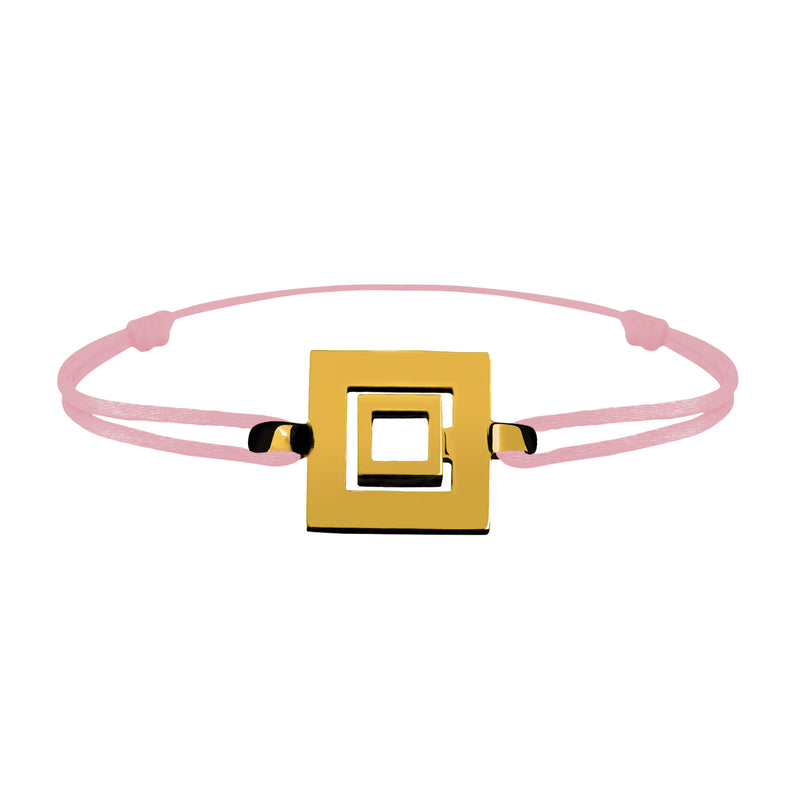 Bracelet Lien Signe Labyrinthe Carré Tout Or