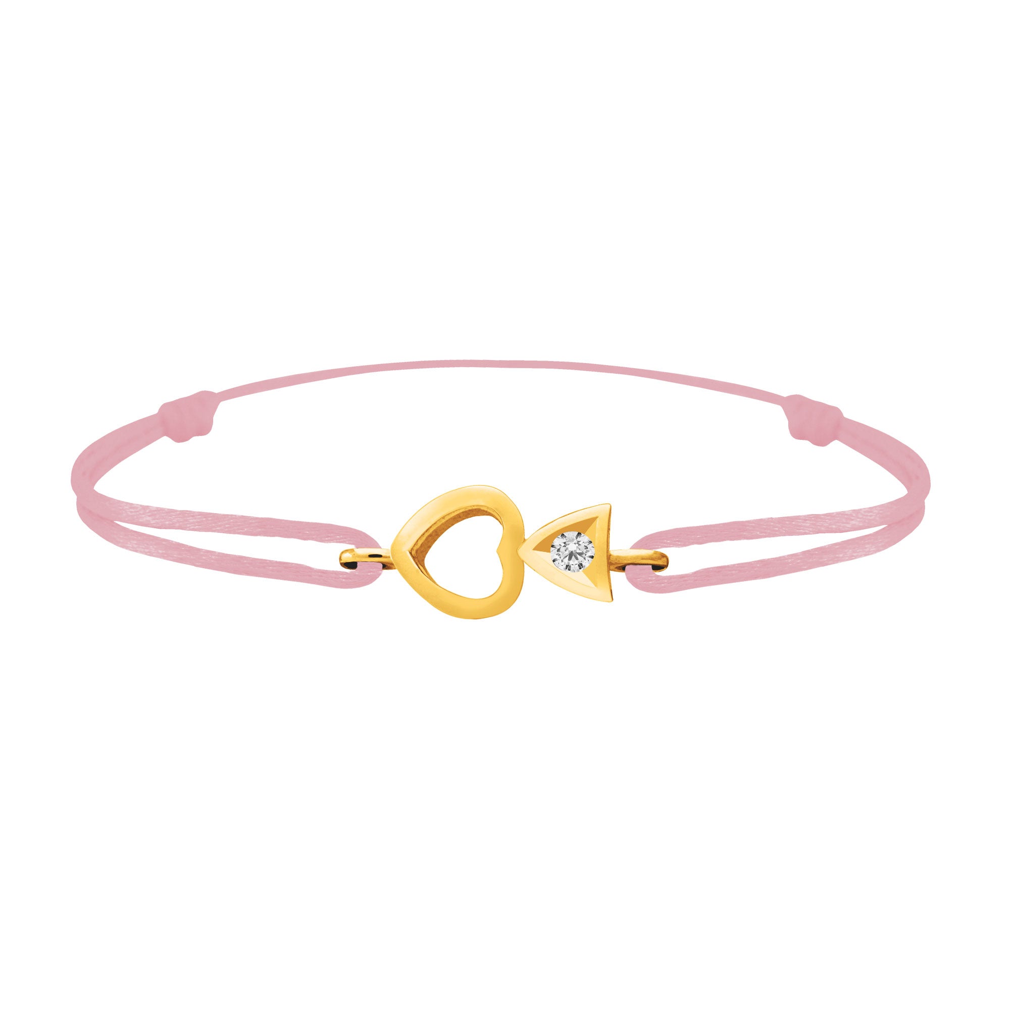 Bracelet lien Tournaire "cupidon cœur" or et diamant