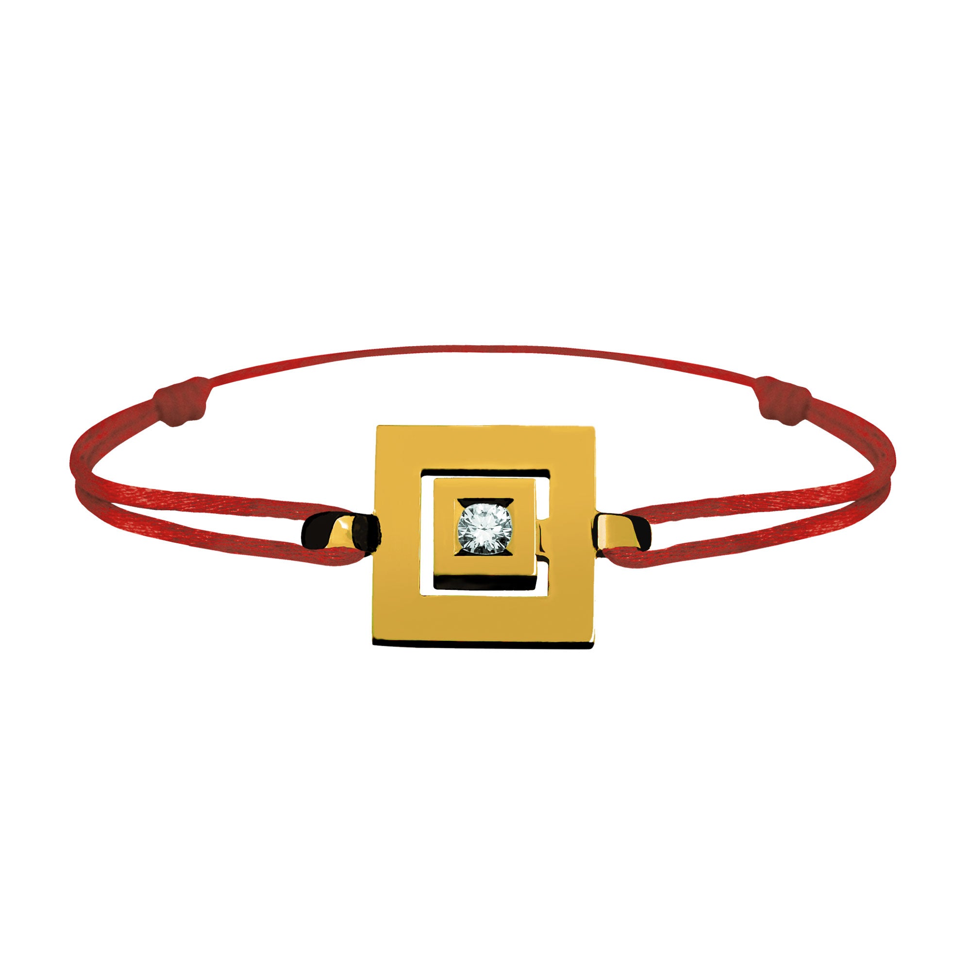 Bracelet lien Tournaire signe labyrinthe carrée or et diamant