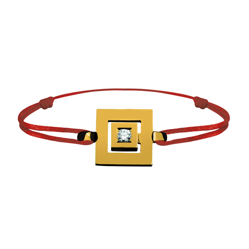 Bracelet lien Tournaire signe labyrinthe carrée or et diamant