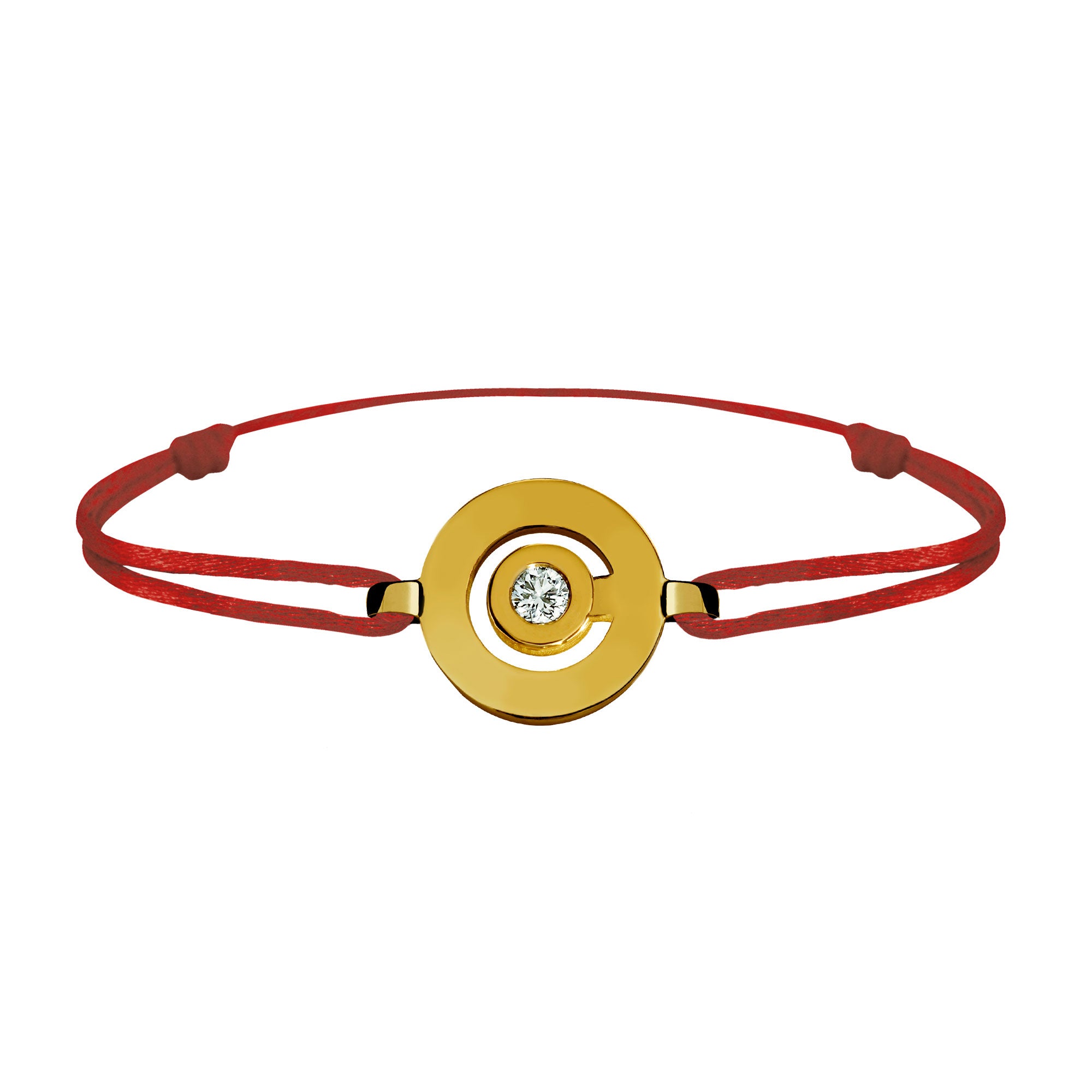 Bracelet lien Tournaire or et diamant signe labyrinthe rond