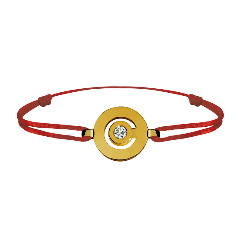Tournaire gold and diamond link bracelet signe labyrinthe round