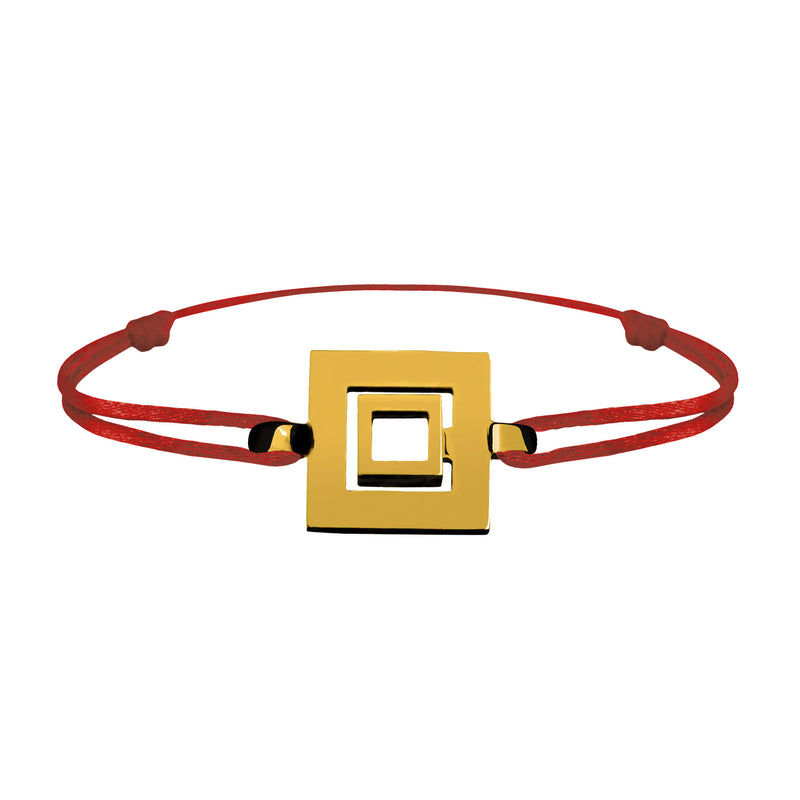 Bracelet Lien Signe Labyrinthe Carré Tout Or