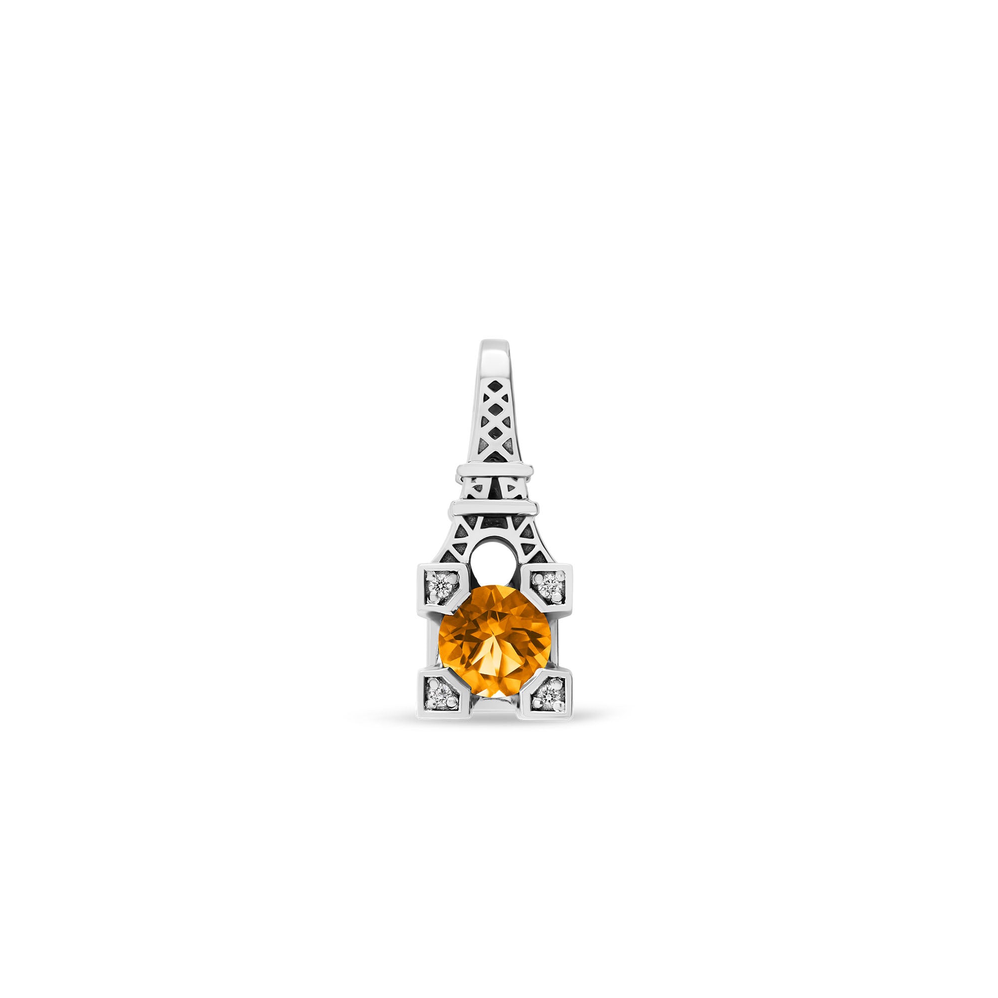 Pendentif French Kiss en or citrine et diamants
