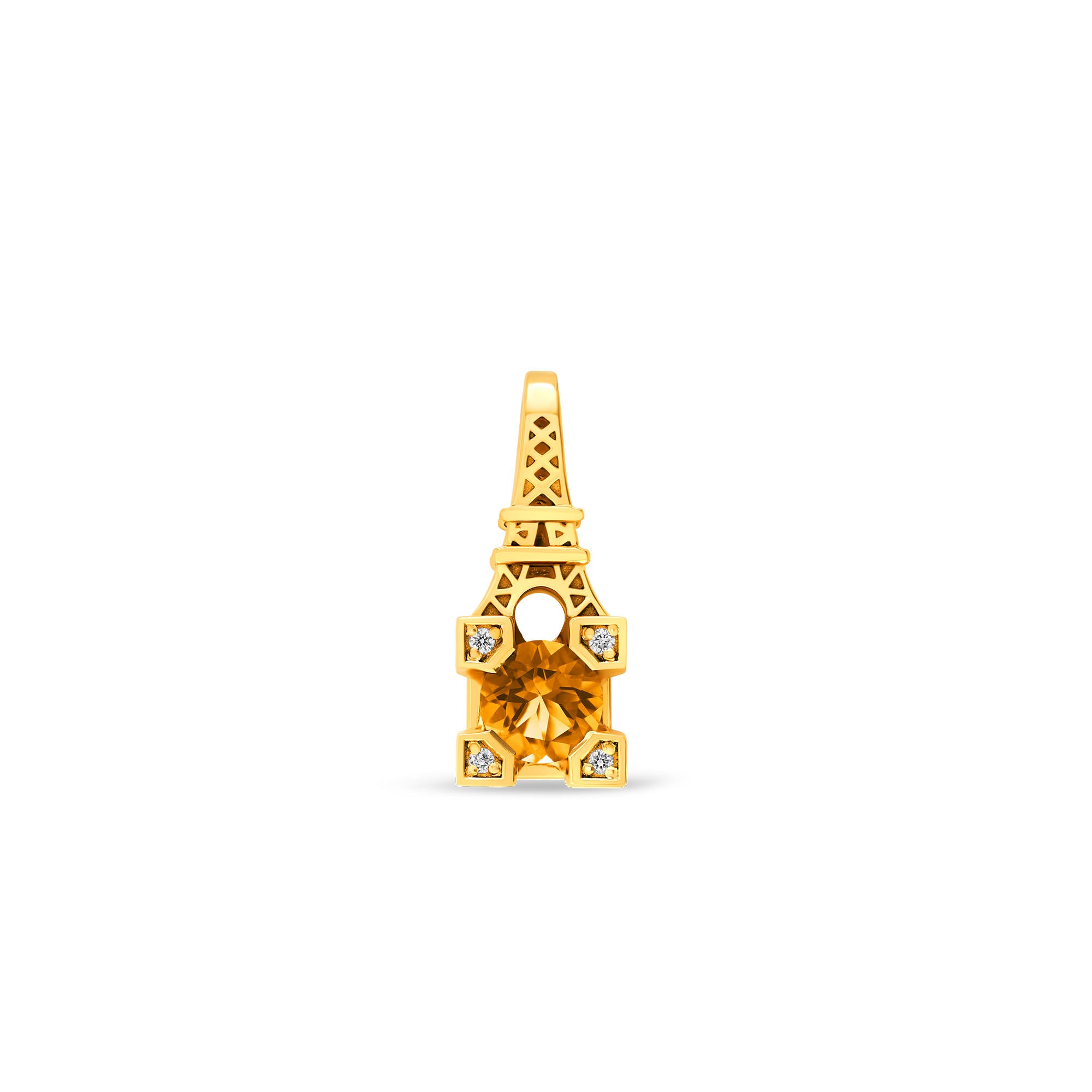 Pendentif French Kiss en or citrine et diamants