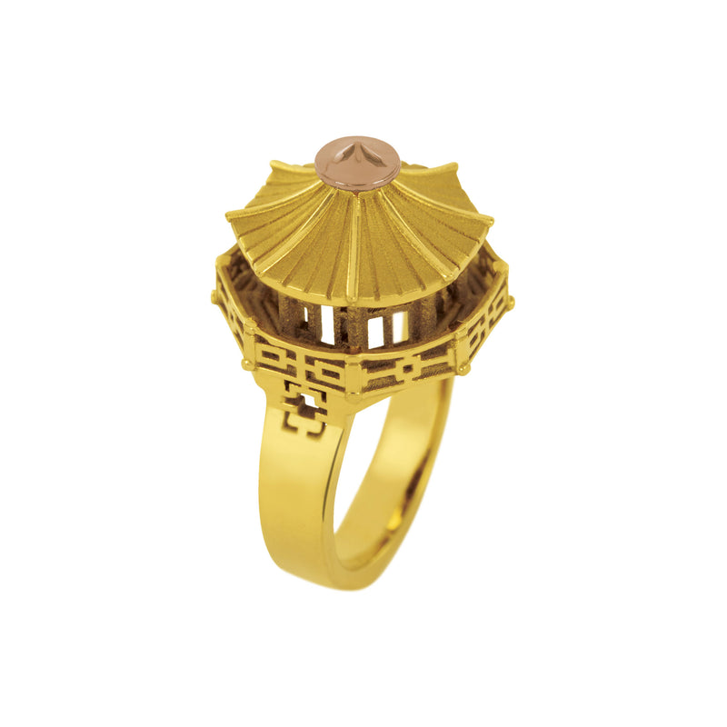 Bague architecture Pagode Chinoise en or Tournaire
