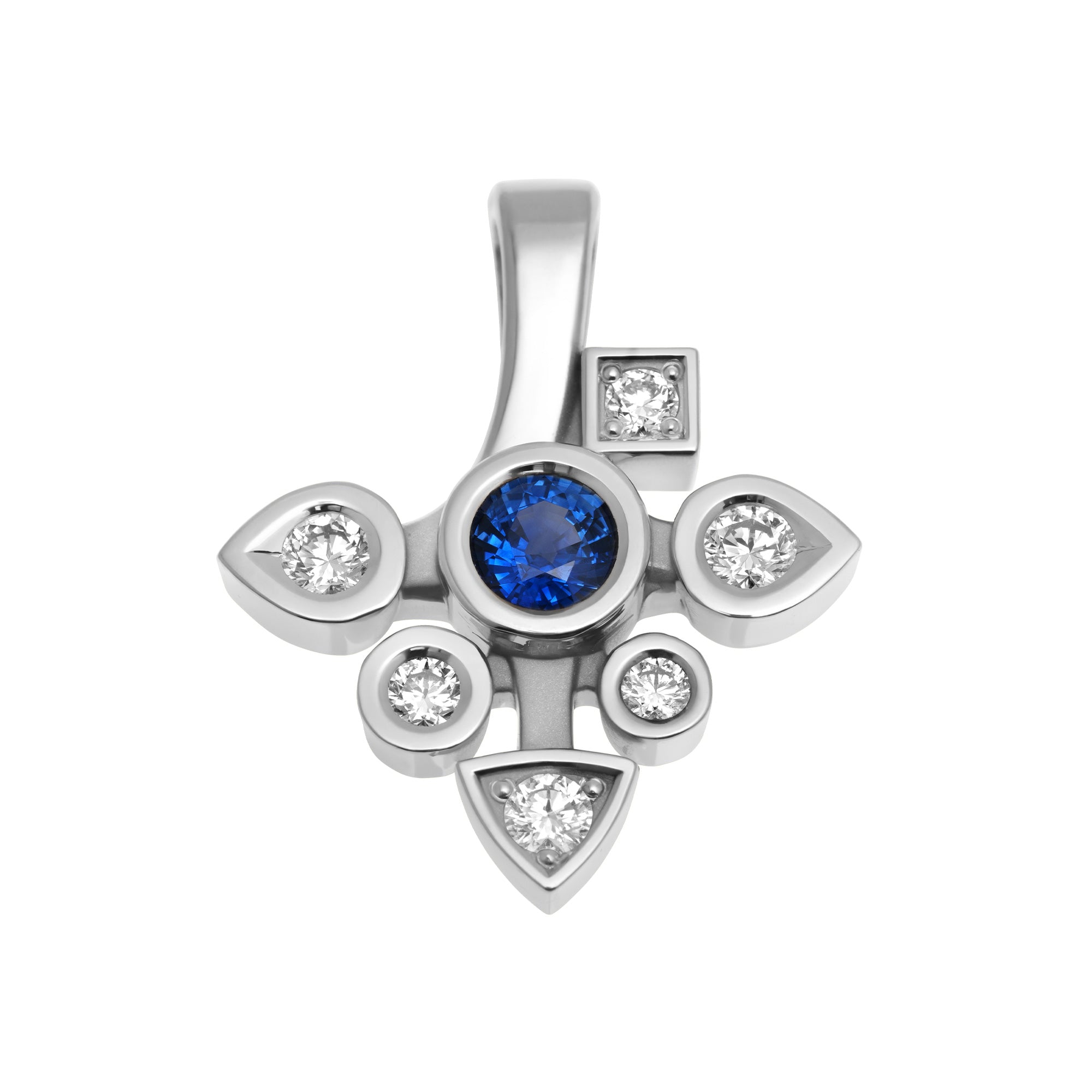 Pendentif Daisy large saphir et diamants
