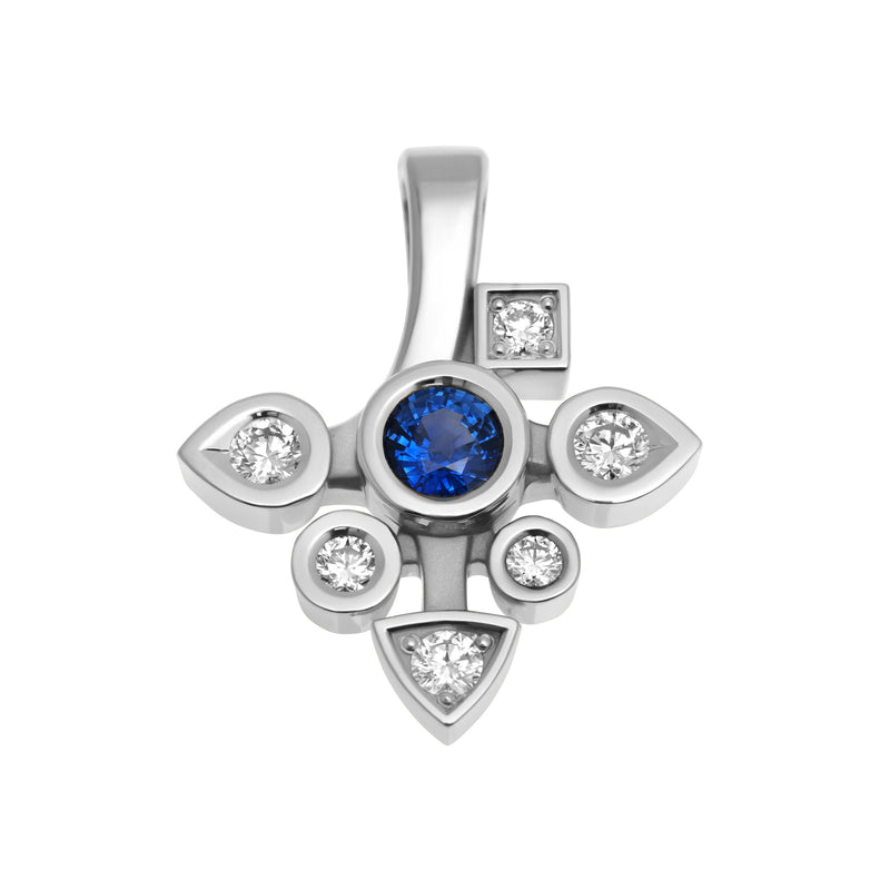 Pendentif Daisy large saphir et diamants