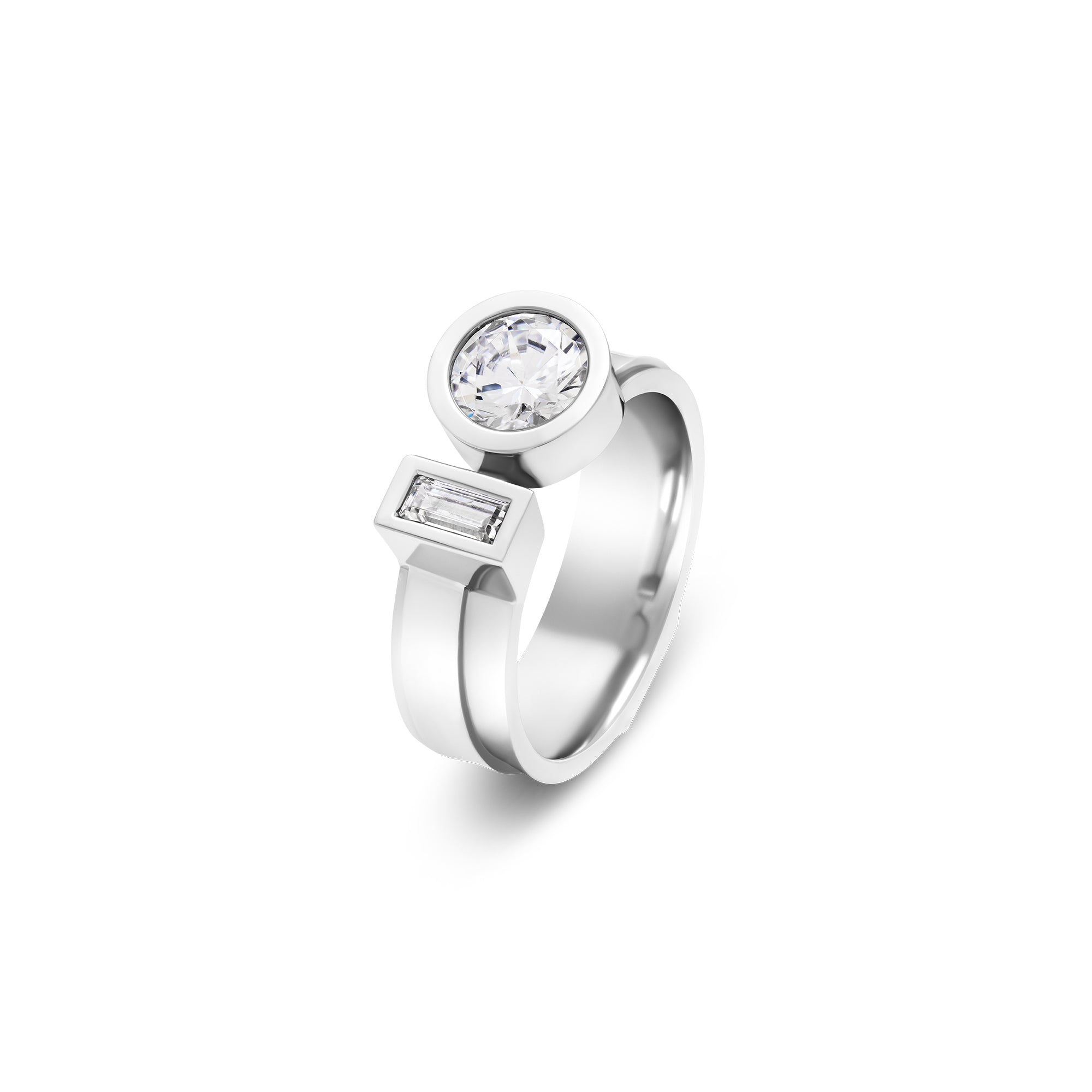 Bague Solitaire Accompagné en or et diamants