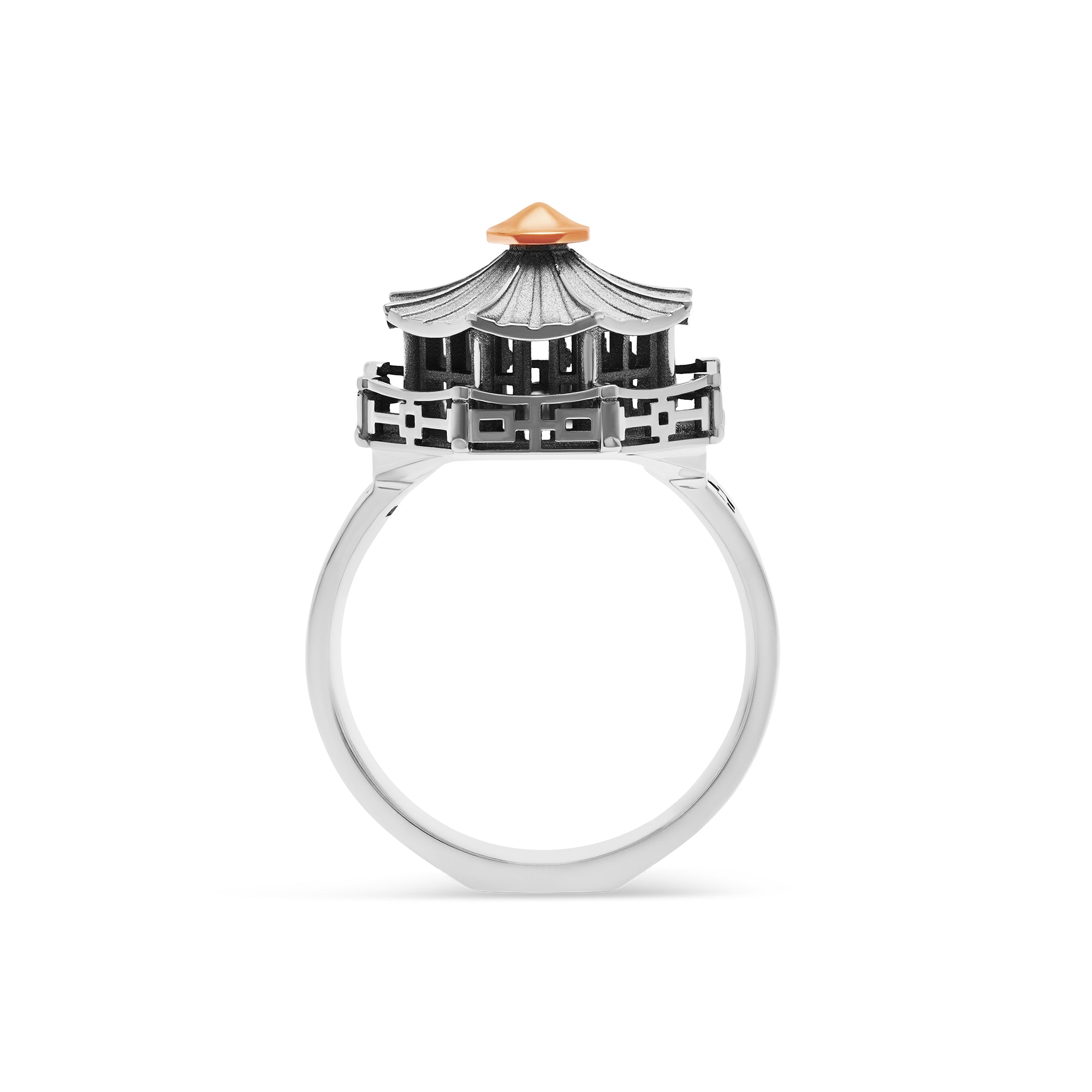 Bague architecture Pagode Chinoise en or Tournaire