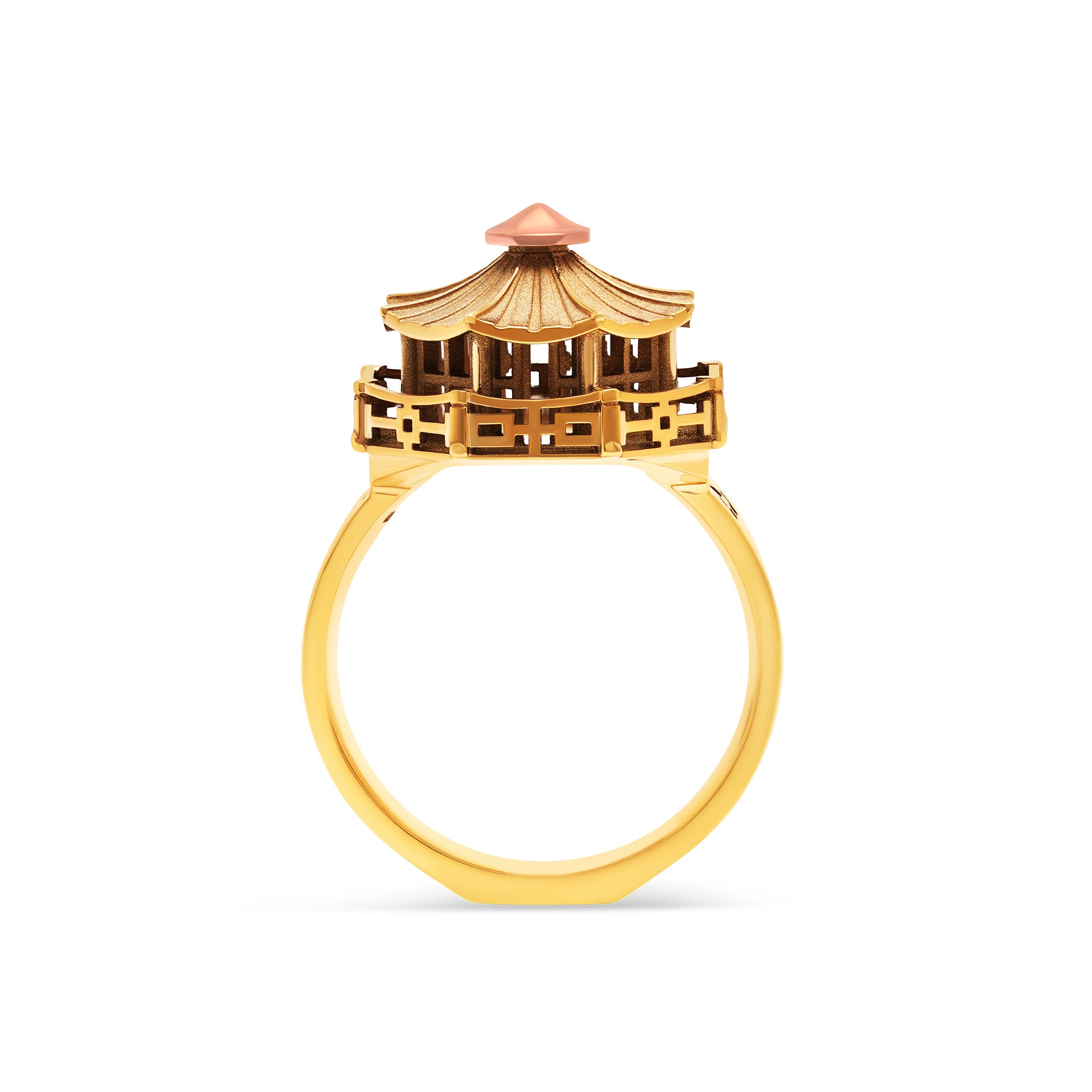 Bague architecture Pagode Chinoise en or Tournaire