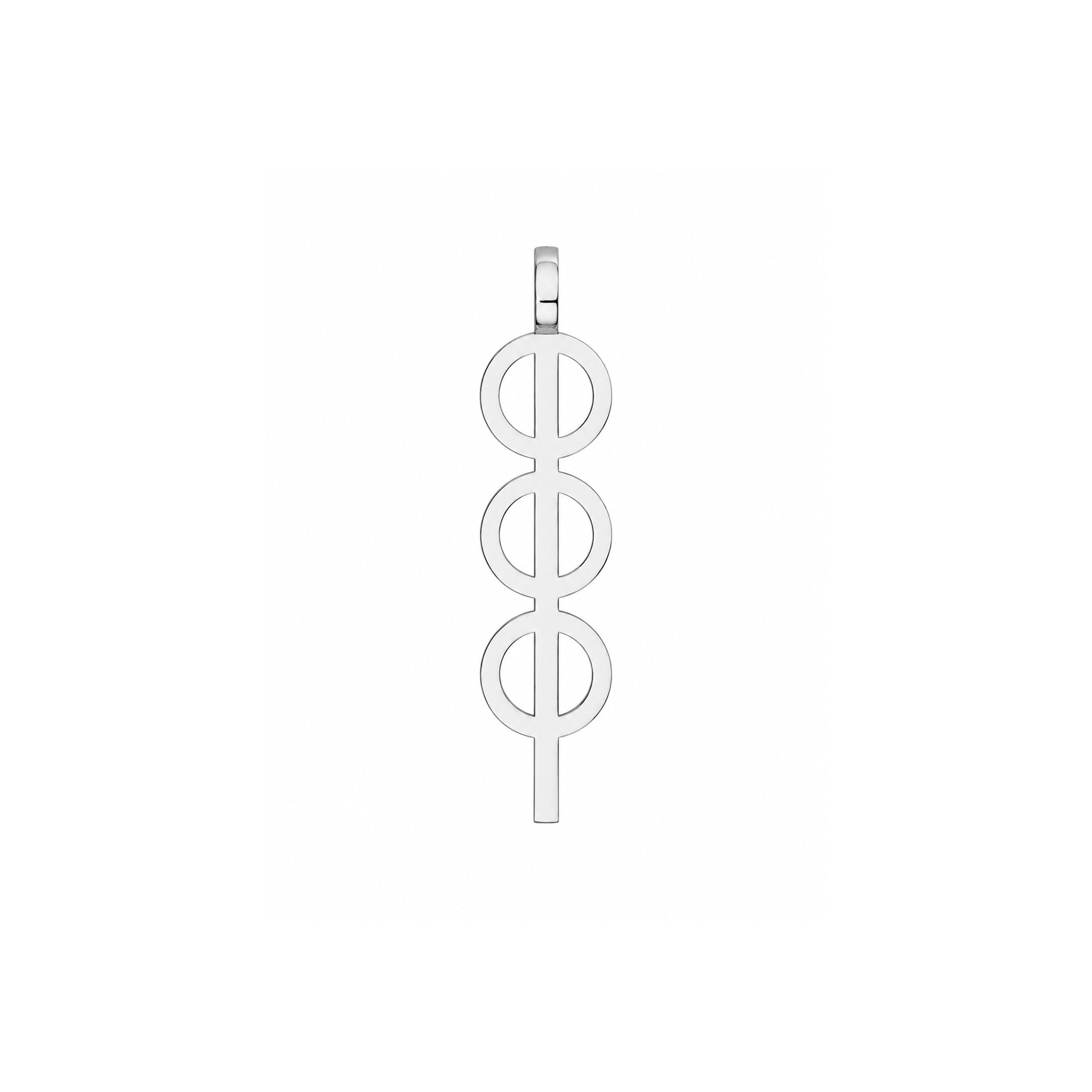 Silver Triple Phi Large Pendant