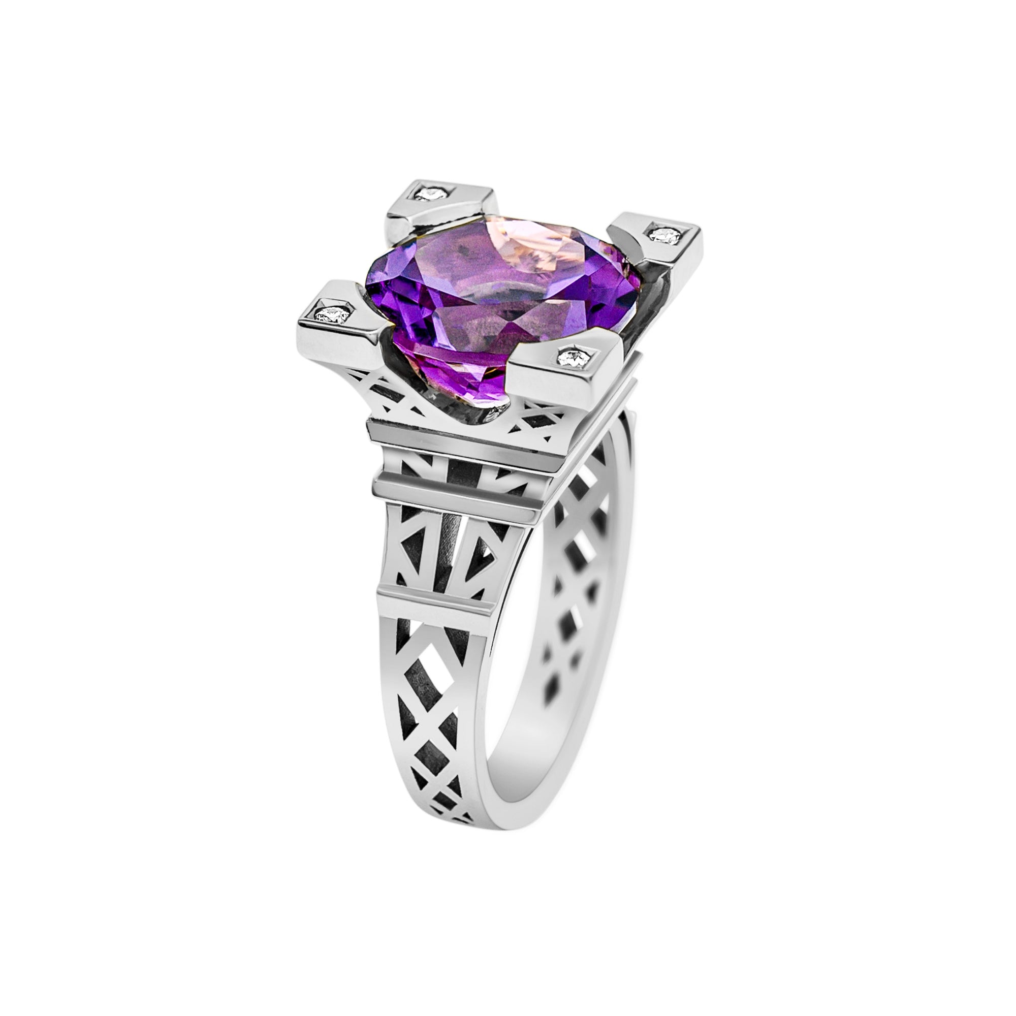 Solitaire ring French Kiss XL in gold with Amethyst