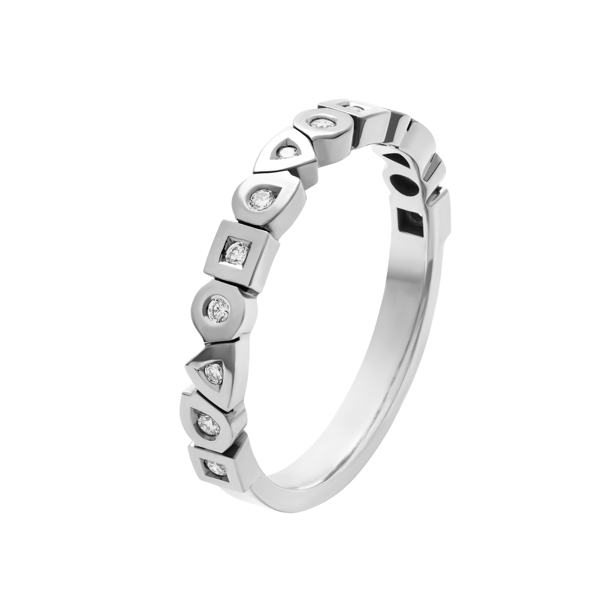 alliance en or blanc et 13 diamants extra blancs sertis