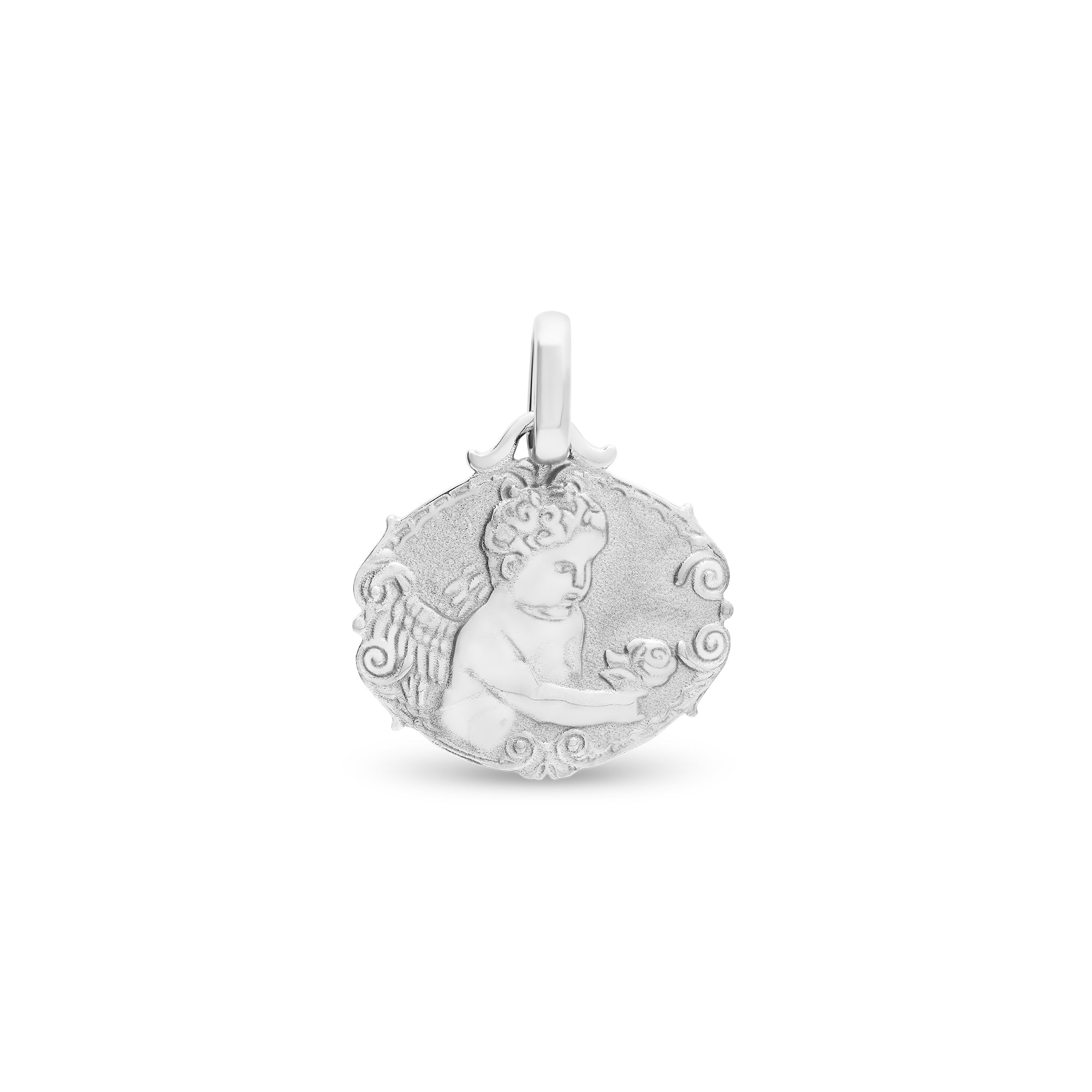 Médaille ange à la rose médiumen or