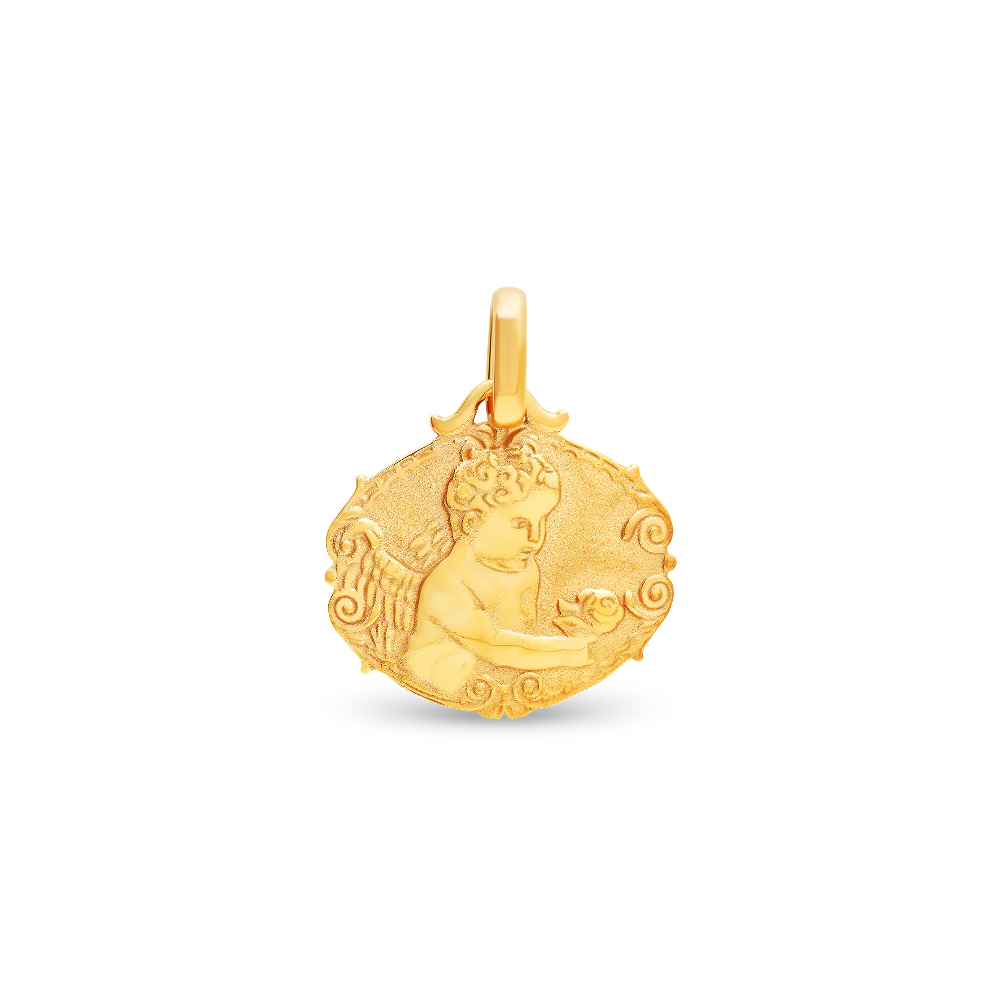 Médaille ange à la rose médiumen or