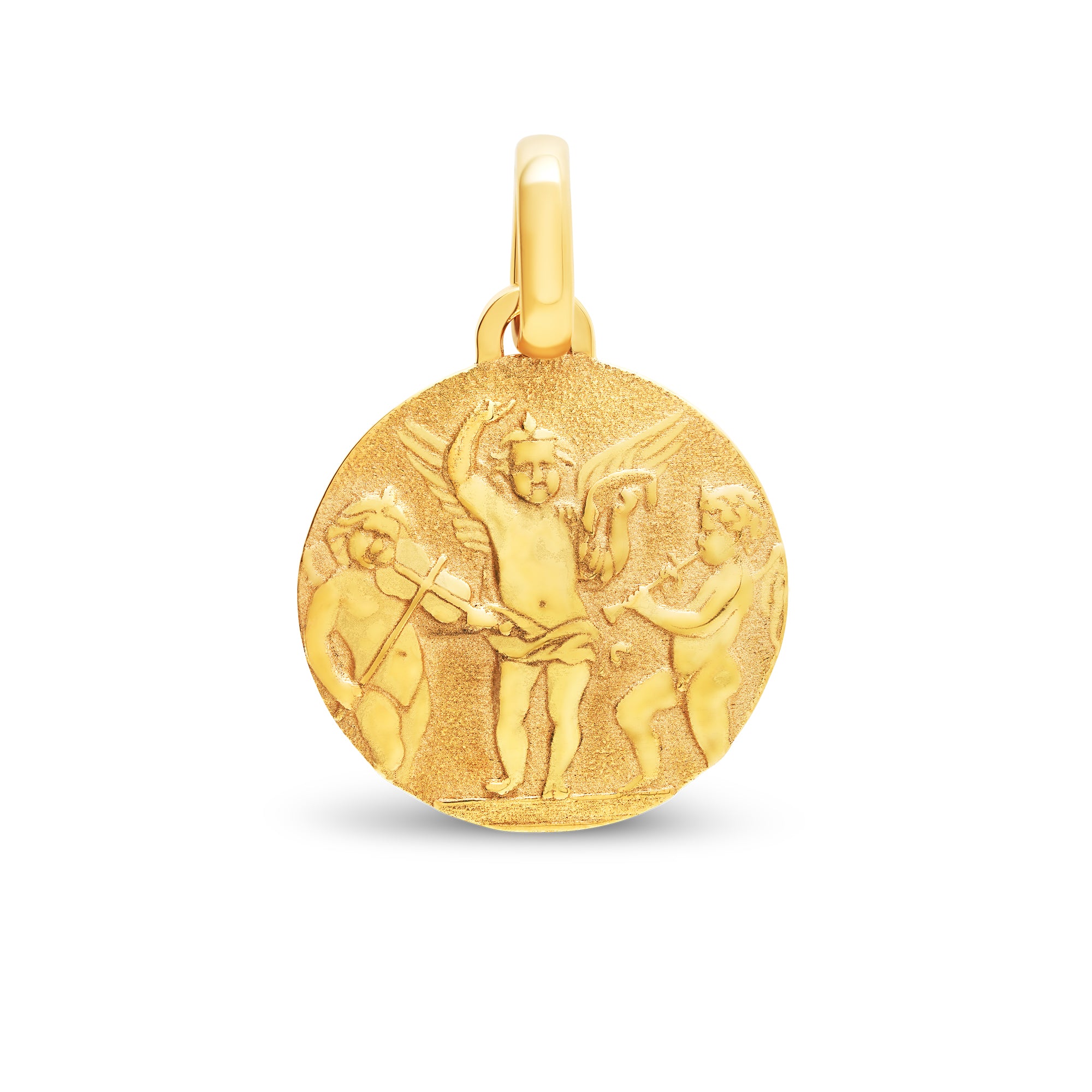 Médaille anges musiciens large en or