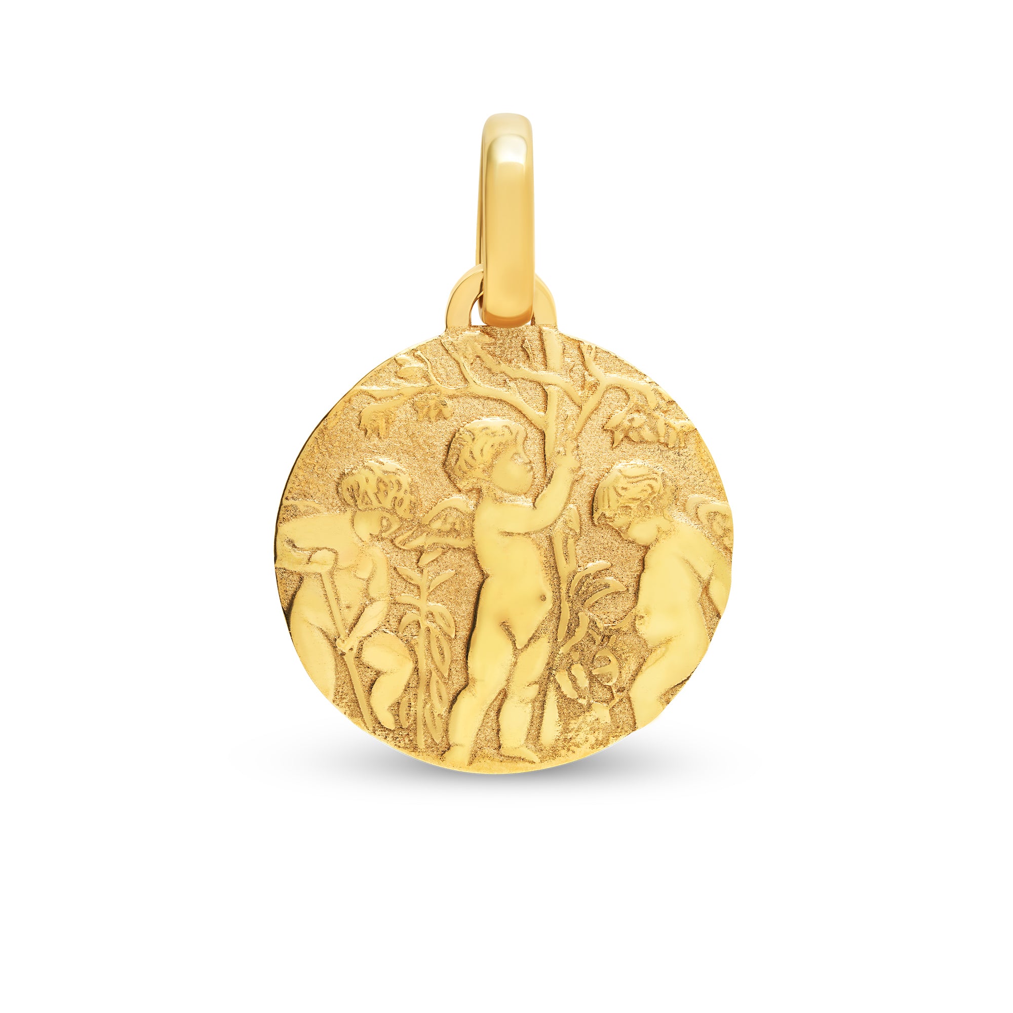 Médaille anges jardiniers large en or