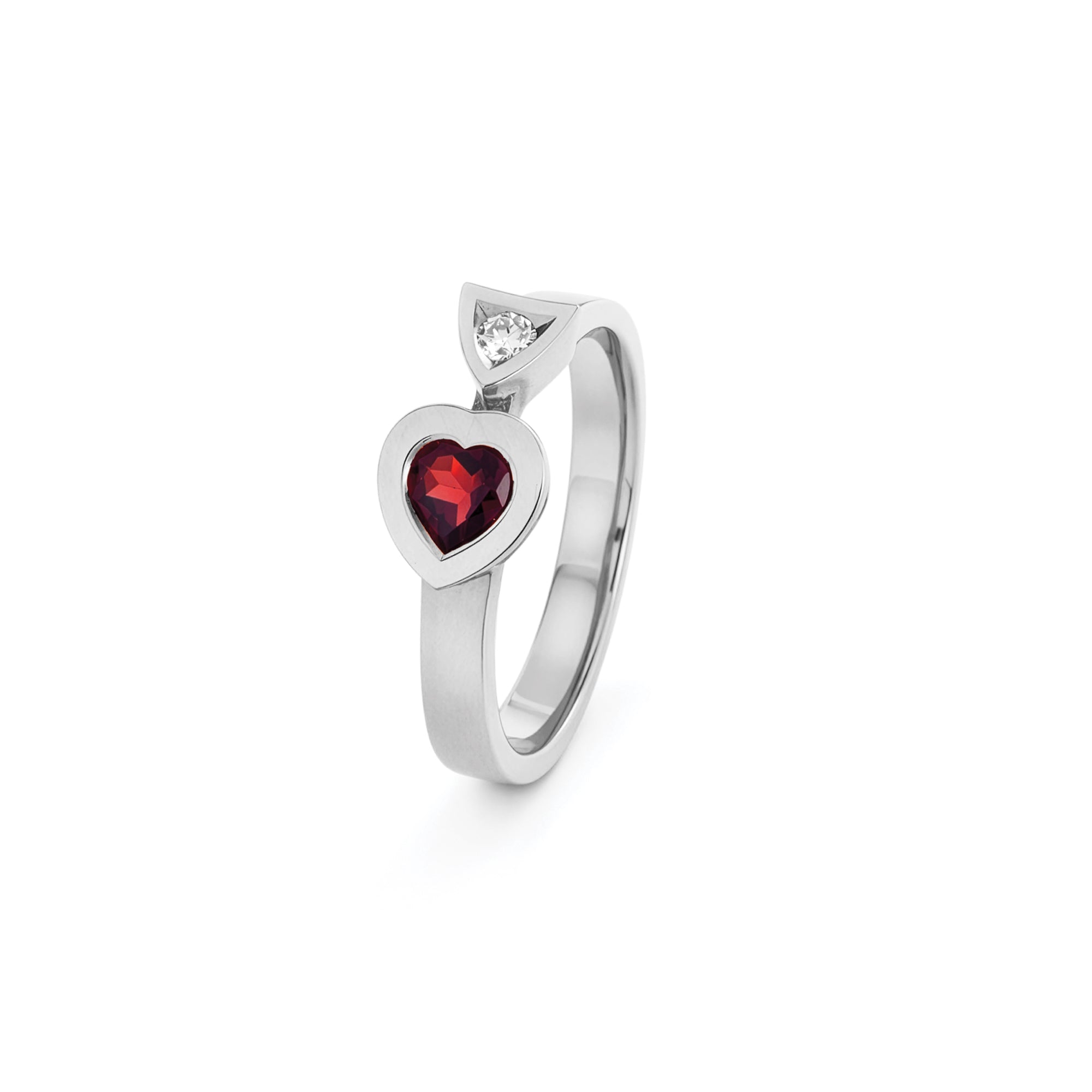 Bague Cupidon grenat et diamant en or