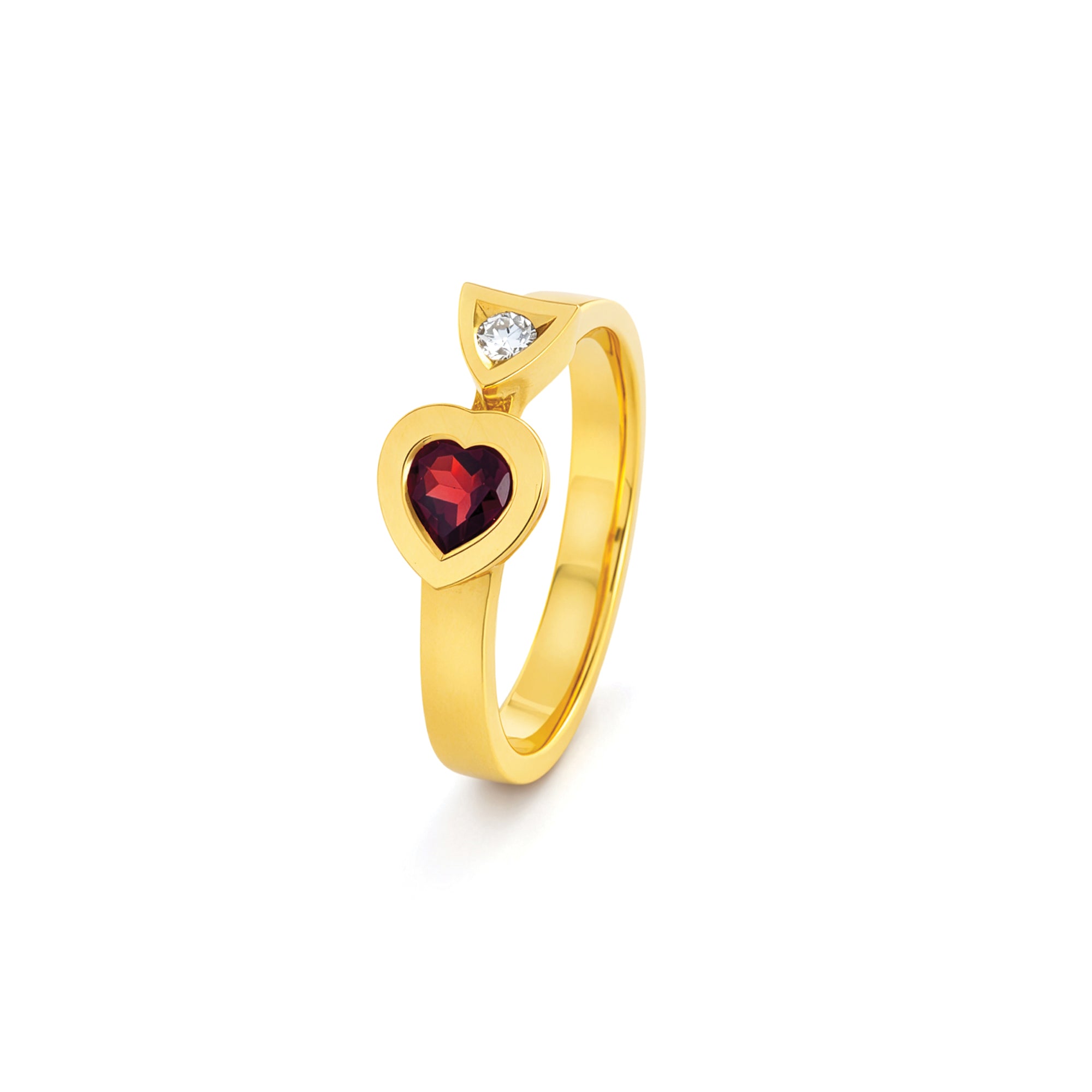Bague Cupidon grenat et diamant en or