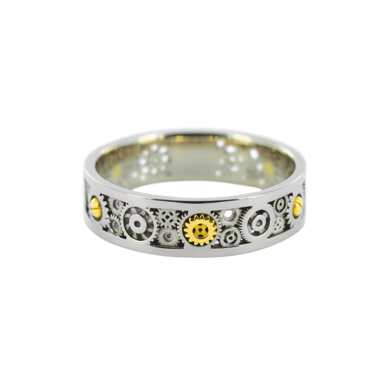 Bague anneau Engrenages en or