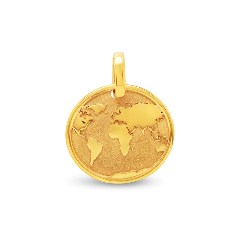 Médaille mappemonde large en or