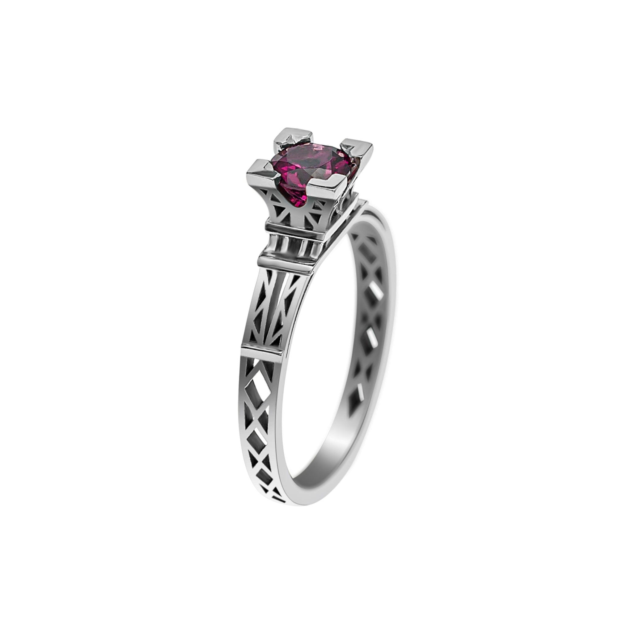 Bague French Kiss en or et Rhodolite rose 5 mm
