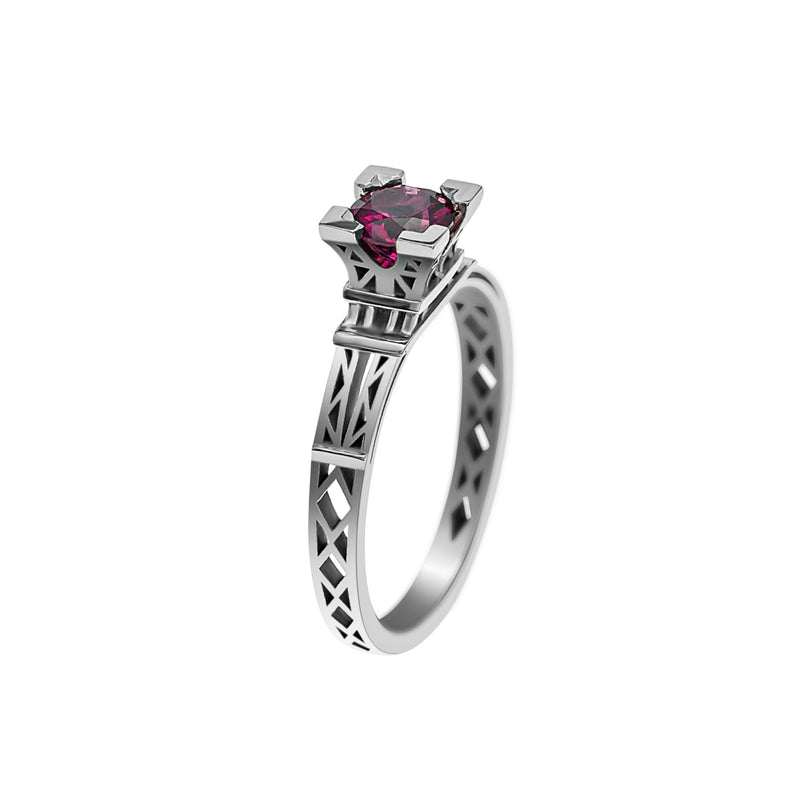 Bague French Kiss en or et Rhodolite rose 5 mm