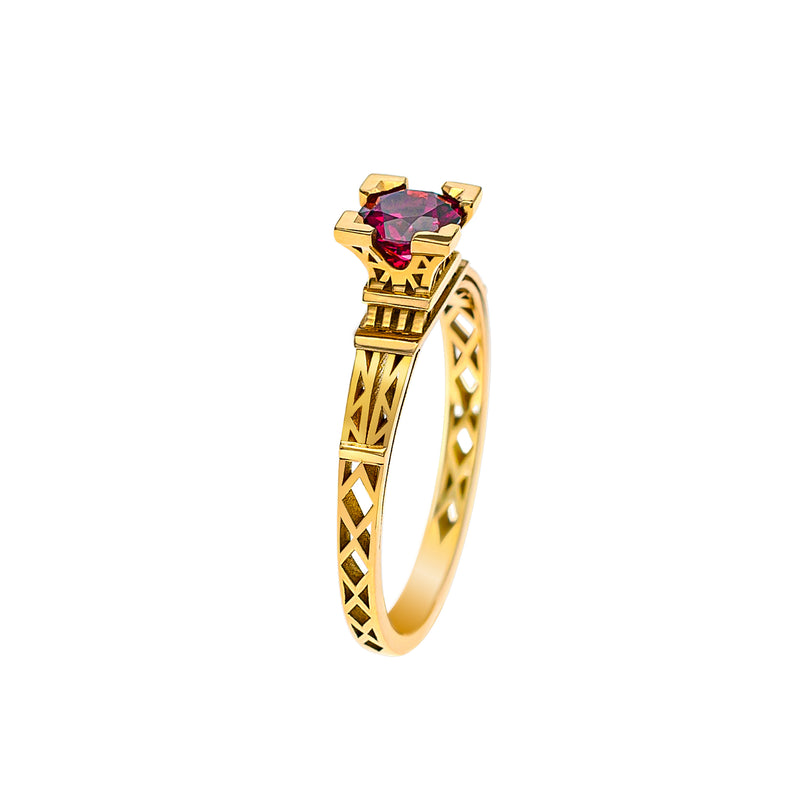 Bague French Kiss en or et Rhodolite rose 5 mm