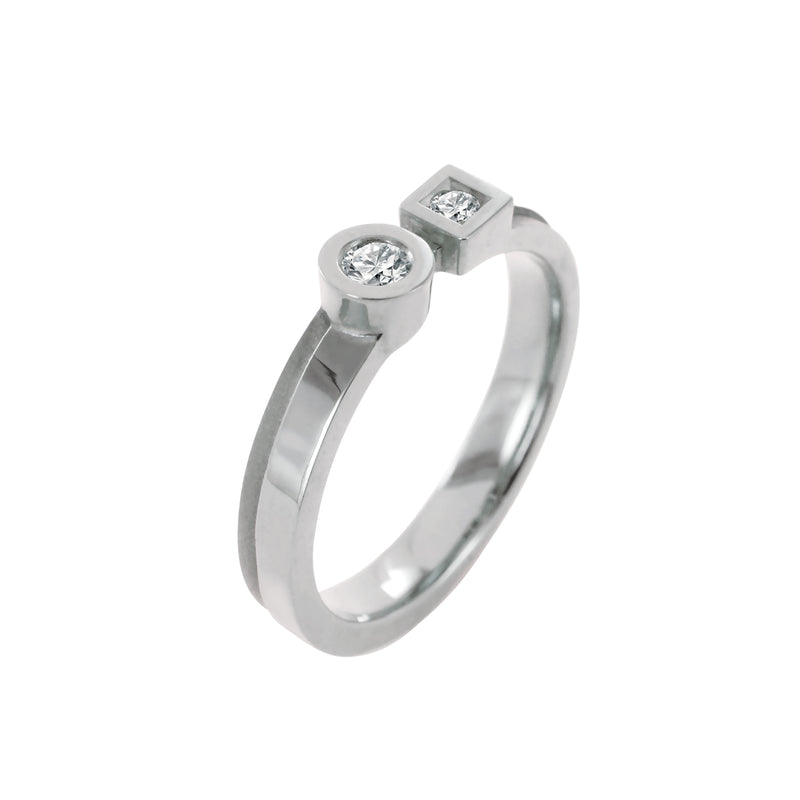 Solitaire Ring Accompanied by Diamonds and Gold