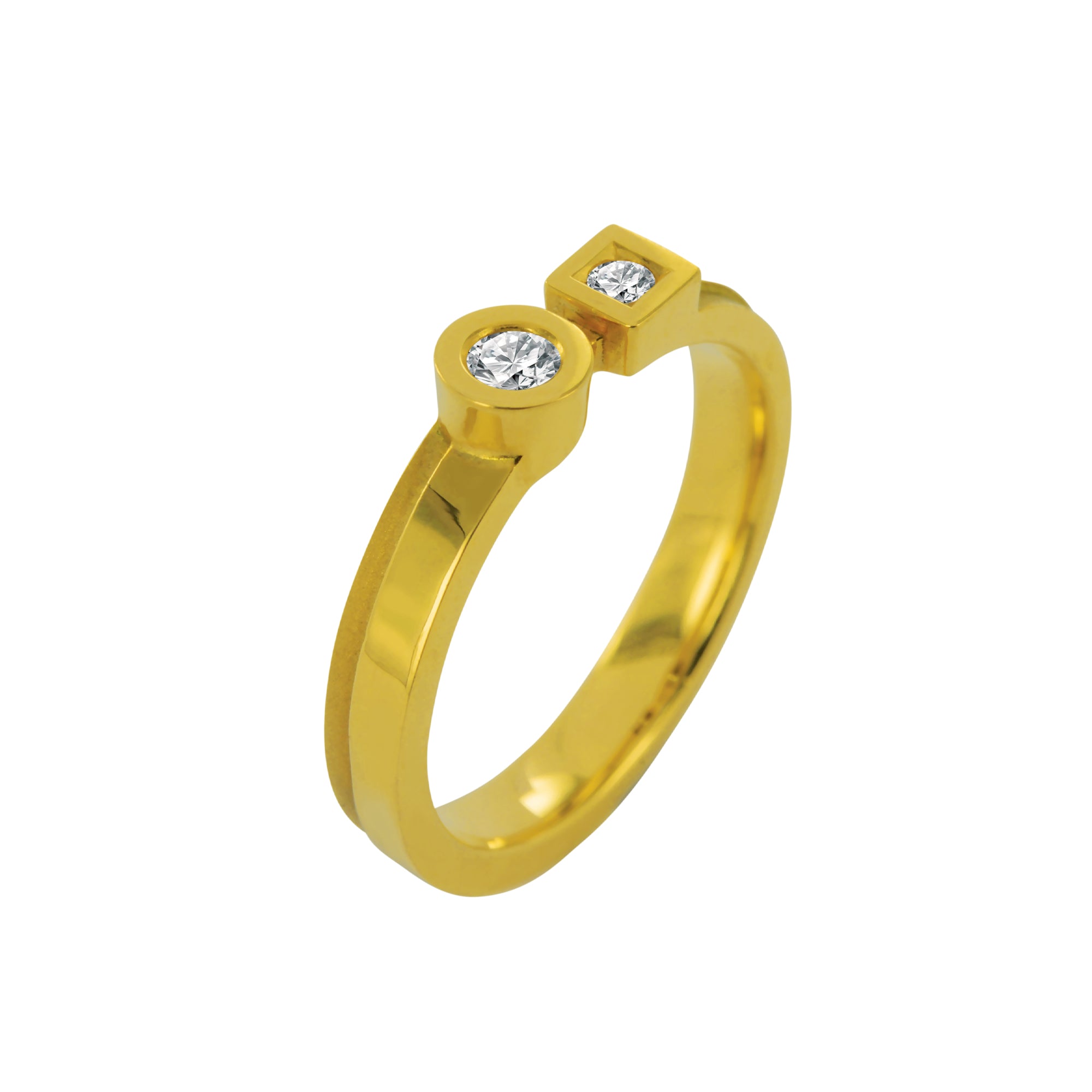 Bague Solitaire Accompagné diamants et or