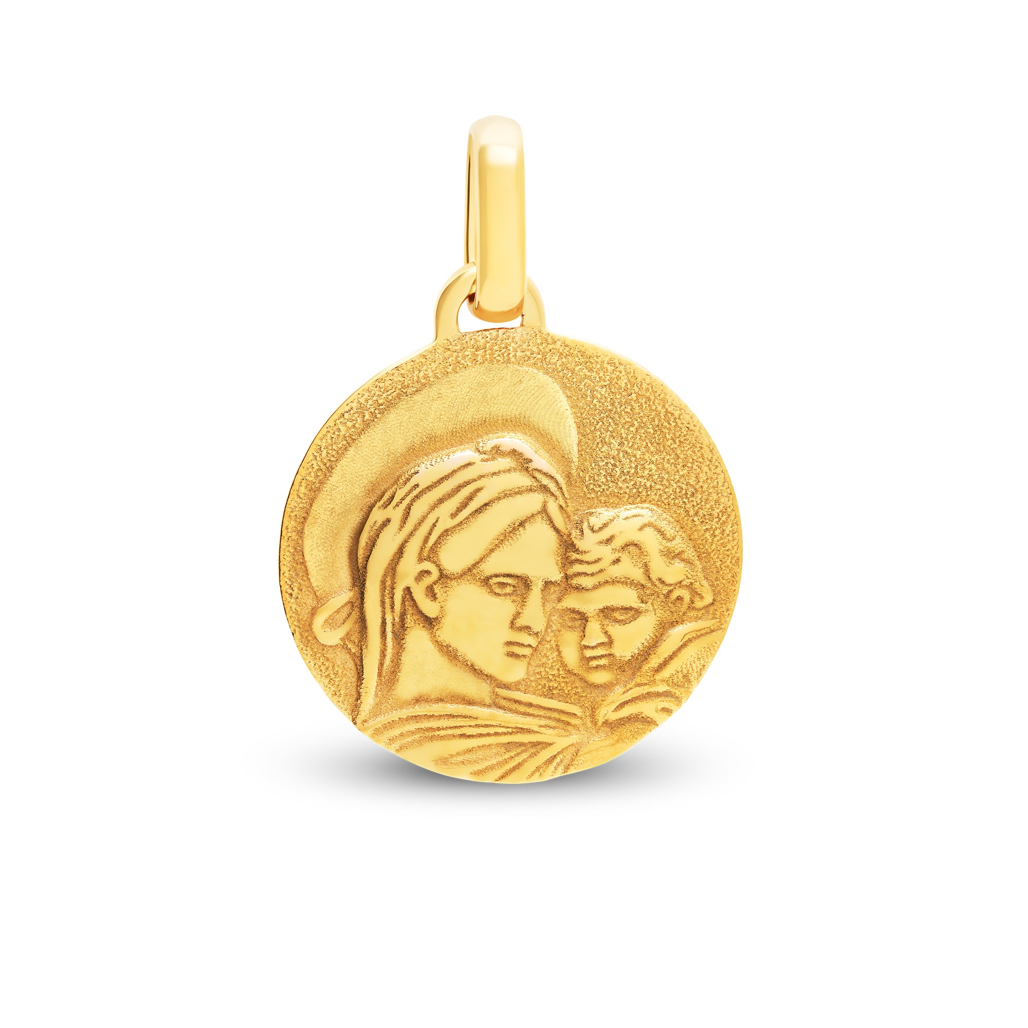 Médaille vierge à l'enfant large en or