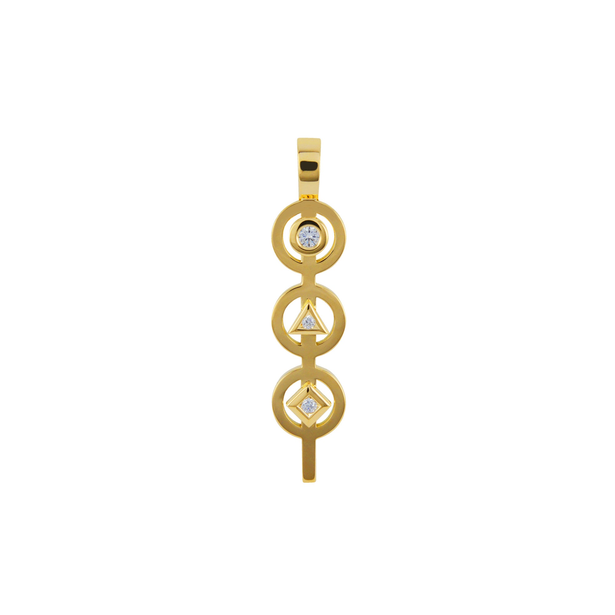 Pendentif Triple Phi Small en Or et Diamants