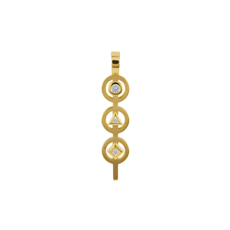 Pendentif Triple Phi Small en Or et Diamants