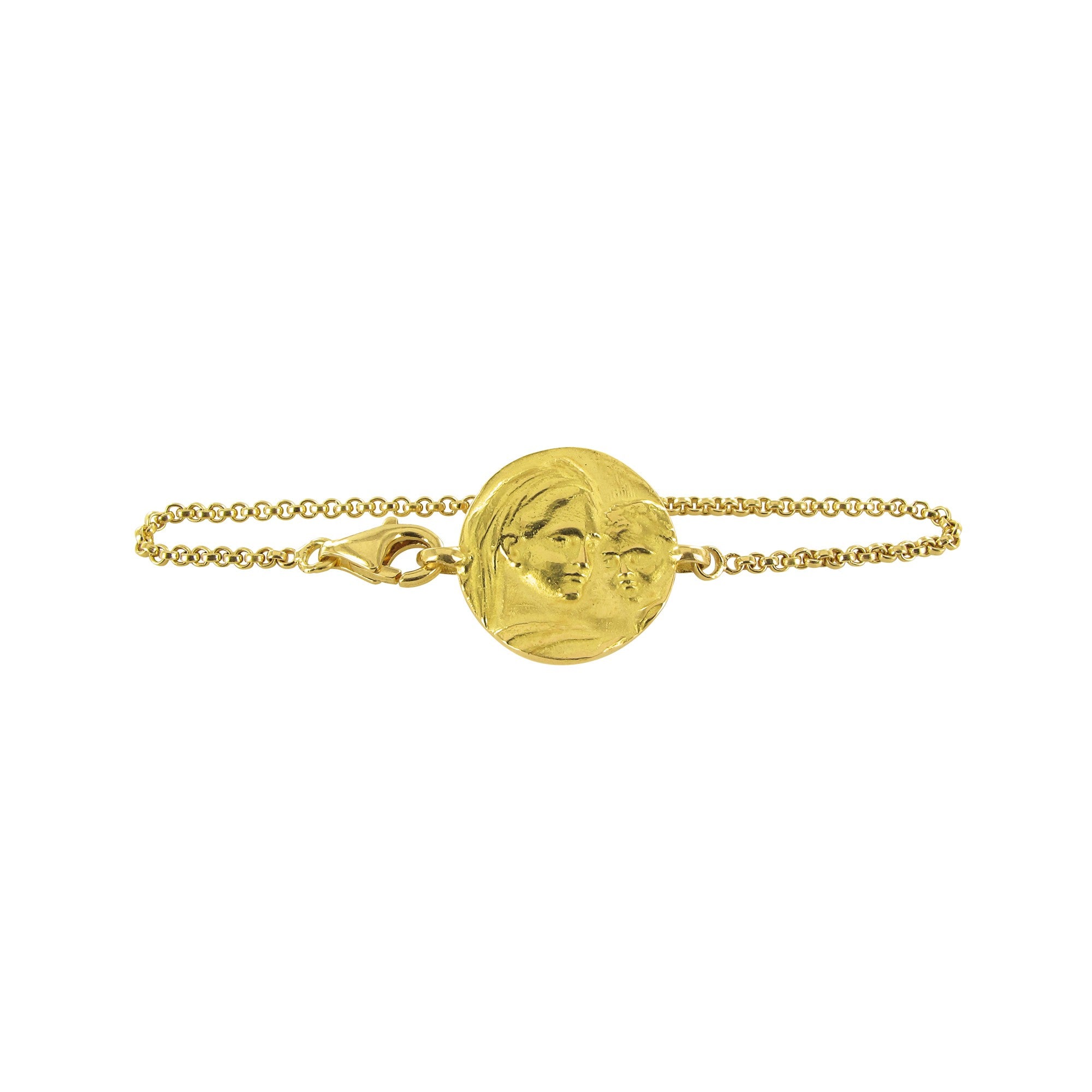 Gourmette enfant 13 cm Vierge a l'enfant (Jesus) en or Tournaire